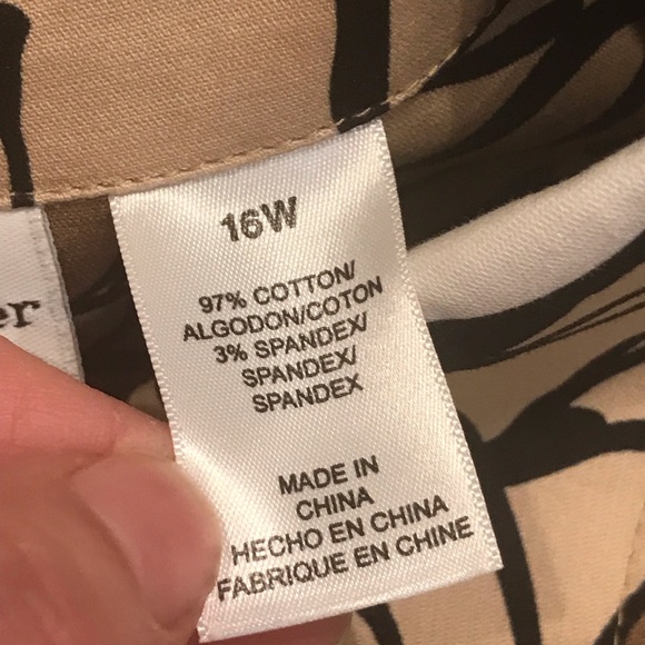 Alfred Dunner brown white black collared button-down jacket floral design SZ.16w - Picture 9 of 12